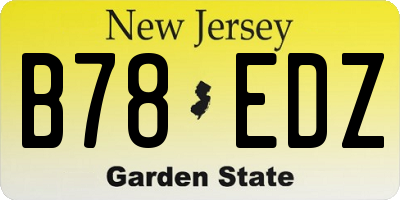 NJ license plate B78EDZ
