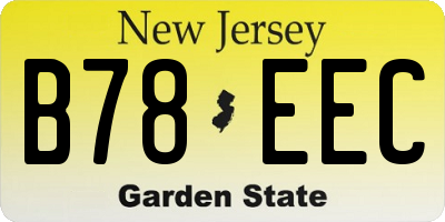 NJ license plate B78EEC