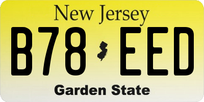 NJ license plate B78EED