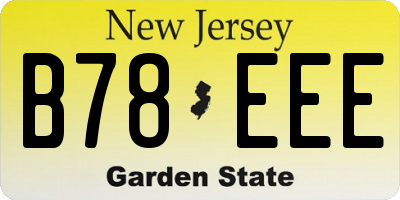 NJ license plate B78EEE