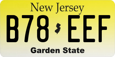 NJ license plate B78EEF