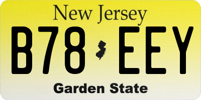 NJ license plate B78EEY