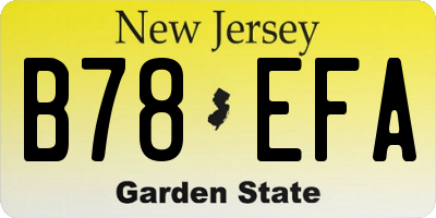 NJ license plate B78EFA