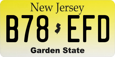 NJ license plate B78EFD