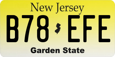 NJ license plate B78EFE