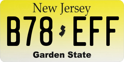 NJ license plate B78EFF