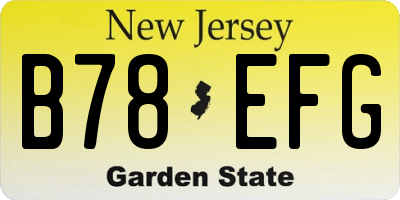 NJ license plate B78EFG