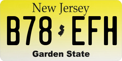 NJ license plate B78EFH