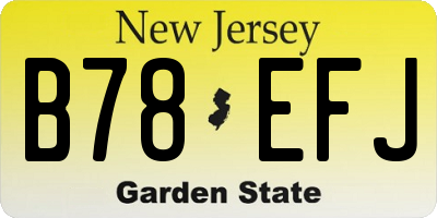NJ license plate B78EFJ