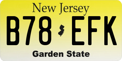 NJ license plate B78EFK