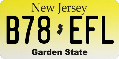 NJ license plate B78EFL