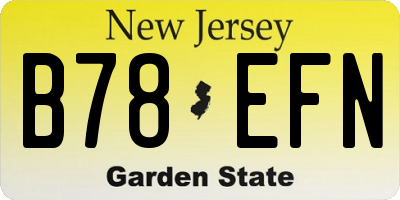 NJ license plate B78EFN