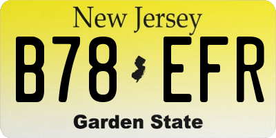 NJ license plate B78EFR
