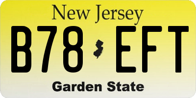 NJ license plate B78EFT