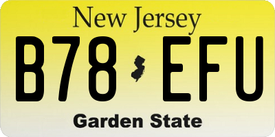 NJ license plate B78EFU