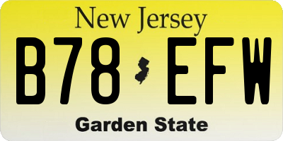 NJ license plate B78EFW