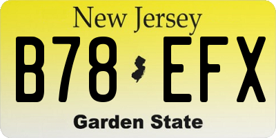 NJ license plate B78EFX