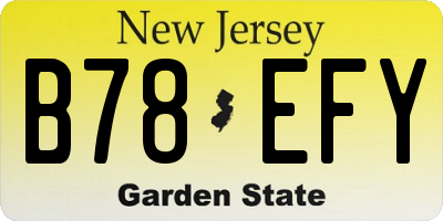 NJ license plate B78EFY