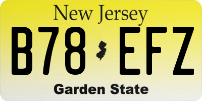 NJ license plate B78EFZ