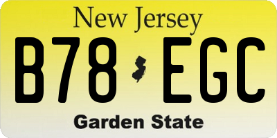 NJ license plate B78EGC