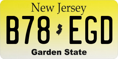 NJ license plate B78EGD