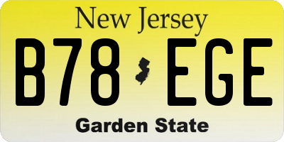 NJ license plate B78EGE