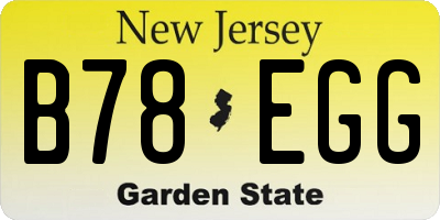 NJ license plate B78EGG