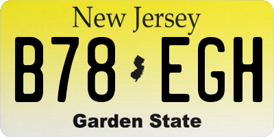 NJ license plate B78EGH