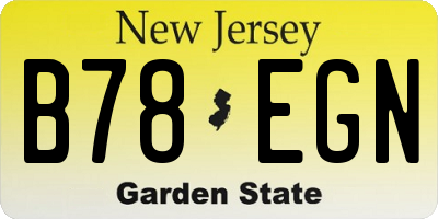 NJ license plate B78EGN
