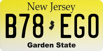 NJ license plate B78EGO