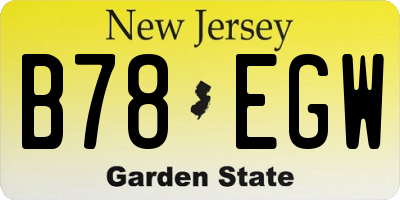 NJ license plate B78EGW