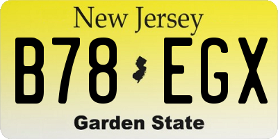 NJ license plate B78EGX