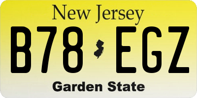 NJ license plate B78EGZ