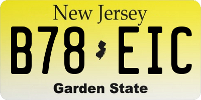 NJ license plate B78EIC