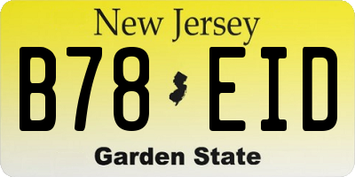 NJ license plate B78EID