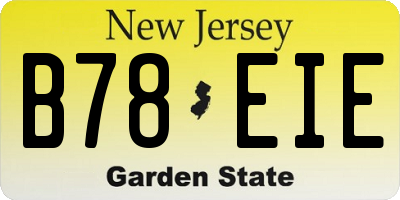 NJ license plate B78EIE