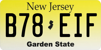 NJ license plate B78EIF
