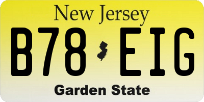 NJ license plate B78EIG