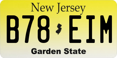 NJ license plate B78EIM