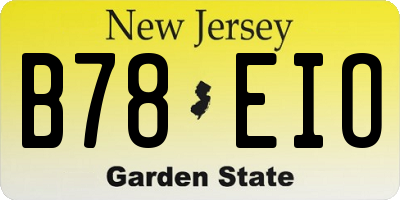 NJ license plate B78EIO