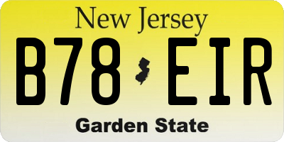 NJ license plate B78EIR