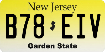 NJ license plate B78EIV