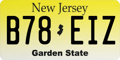 NJ license plate B78EIZ