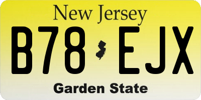 NJ license plate B78EJX