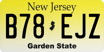 NJ license plate B78EJZ