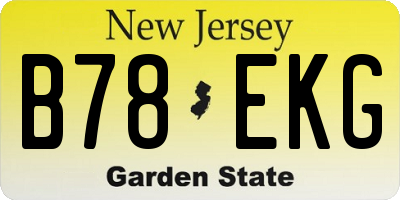 NJ license plate B78EKG