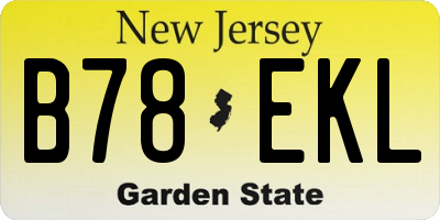 NJ license plate B78EKL