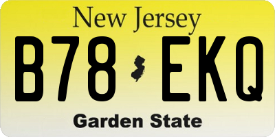 NJ license plate B78EKQ