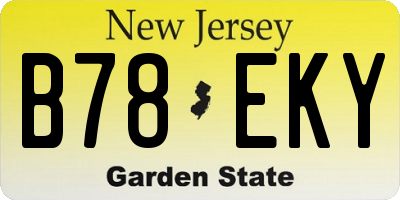NJ license plate B78EKY