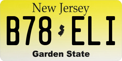 NJ license plate B78ELI